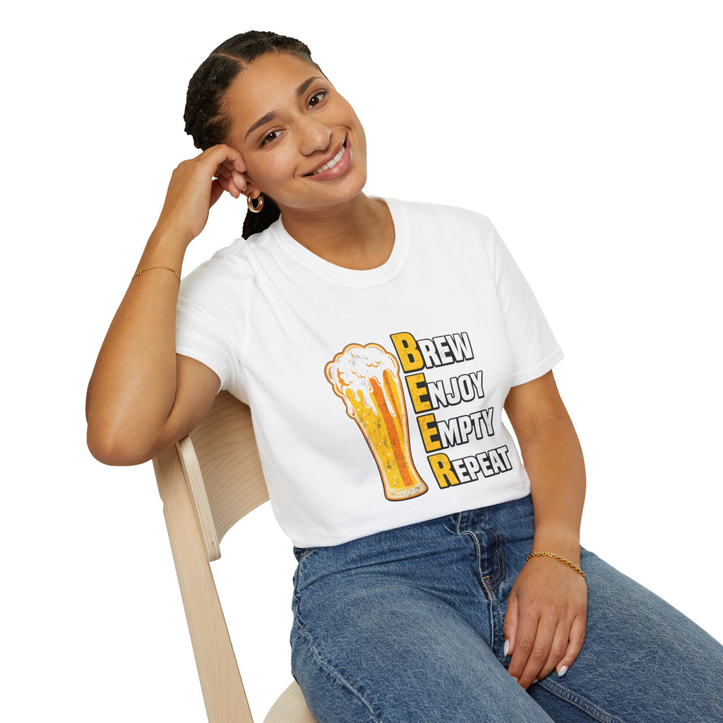 Öl T-shirt – "B.E.E.R. (Brew, Enjoy, Empty, Repeat)" grafisk tee