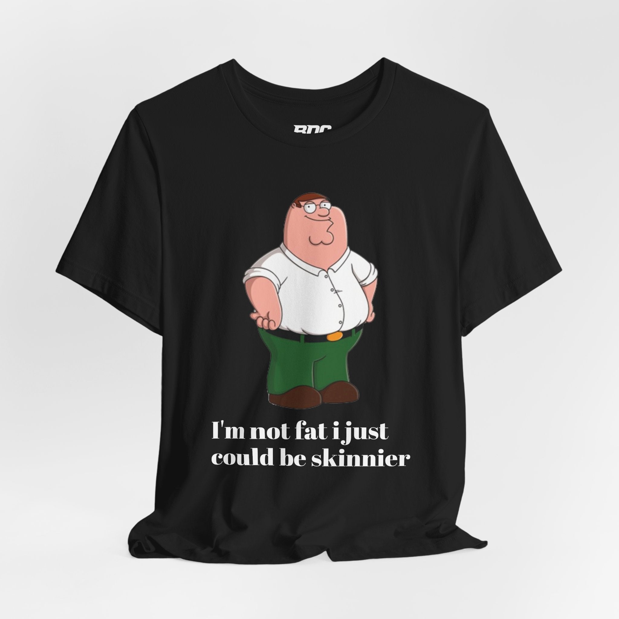 Funny Cartoon Dad Tee — "I'm Not Fat I Just Could Be Skinnier" Graphic T-Shirt
